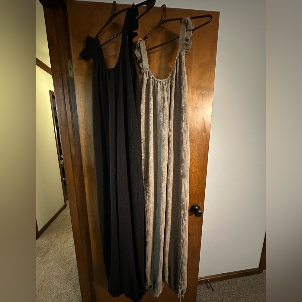 Three Bird Nest jumpsuits rompers, pockets.  Black worn once, beige never. SizeL